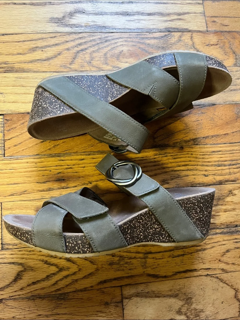 Dansko Olive Slide Sandals with Buckle Accent